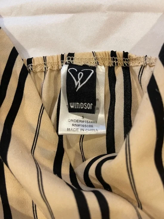 Windsor Beige and Black Striped Romper - Picture 3 of 4